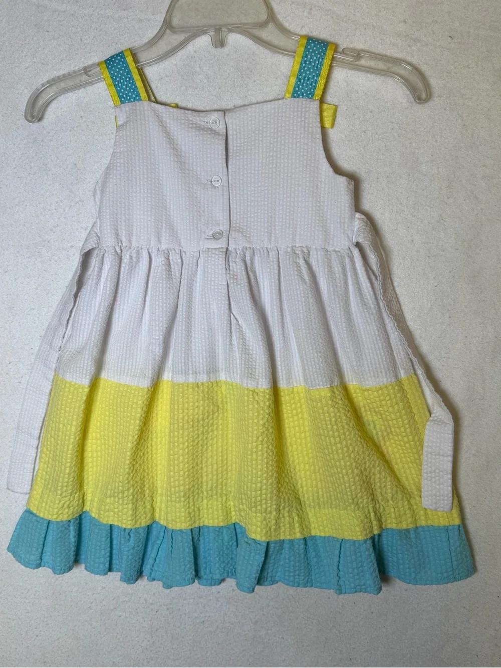 Emily Rose Girls Size S (5) Seersucker Summer Dress Beach Umbrella Applique